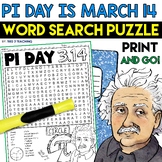Pi Day Word Search Puzzle Activity Word Find Worksheet for