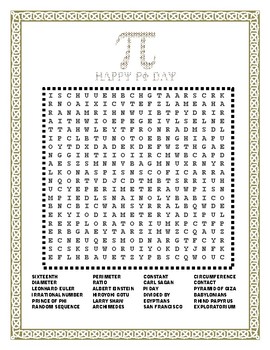 Pi Day-Word Search, Double Puzzle & Hidden Message & Fun ...