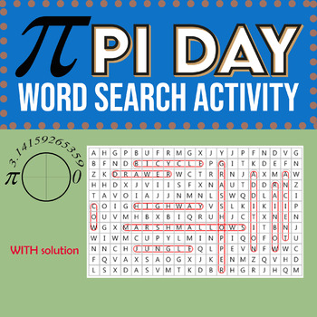 Preview of Pi Day Word Search Puzzle | 10 Printable Puzzle Pages for Kids and Adults