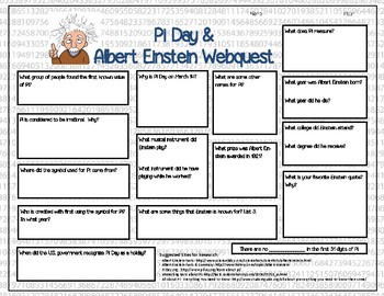 Preview of Pi Day and Albert Einstein Webquest - Internet Activity 3.14