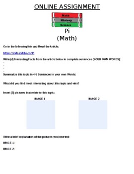 Preview of Pi (Math) Online Assignment