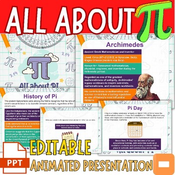 Preview of PI DAY Activity Editable PowerPoint & Google Slides for 6th- 7th - 8th Grade