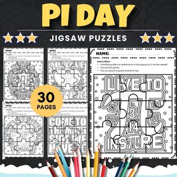Preview of Pi day Quotes Jigsaw Coloring puzzles - Fun Pi day math Games & Activities
