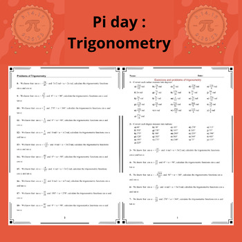 Preview of Pi day:Trigonometry Conversion and Relationship Worksheet