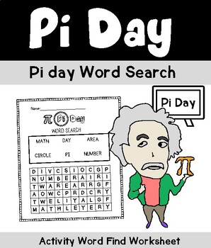 Preview of Pi day Word Search Activity Word Find Worksheet