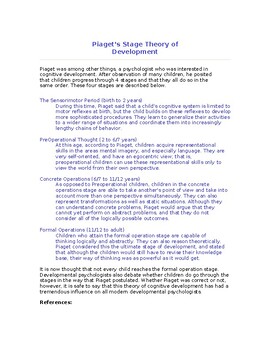 Preview of Piaget’s Cognitive Development Theory-brief PD in 1 page(editable resource)