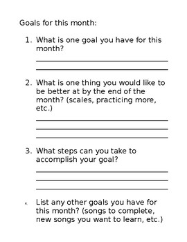 Preview of Piano Assignment Notebook/Journal/Goal Setting/Calendar