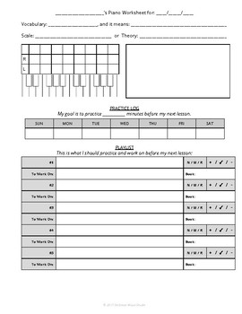 Preview of Piano Assignment Sheet Version 1