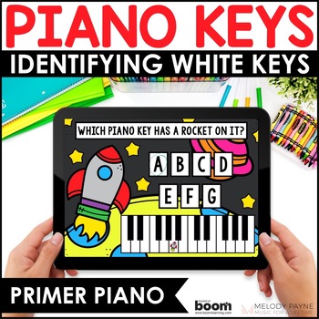 Preview of Beginning Music BOOM™ Cards - Naming White Piano Keys in Outer Space