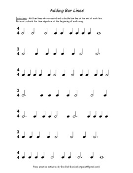music add bar lines worksheets pdf