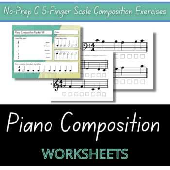 Preview of Piano C Major 5-Finger Scale Composition Packet