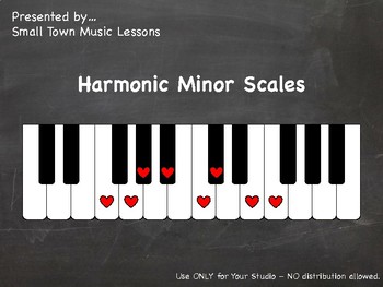 Preview of Piano Chalkboard - Harmonic Minor 1-Octave Scales (PDF - 21 slides)