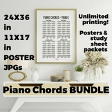 Piano Chords PRINTABLE Poster & Study Sheets, ALL Triads, 