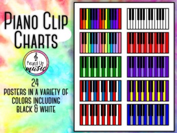 Preview of Piano Clip Charts - Variety of Colors