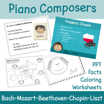 Preview of Piano Composers Facts-Worksheet-Coloring-PPT