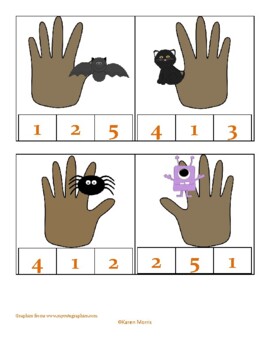 Preview of Piano Finger Number Clip Cards-Halloween