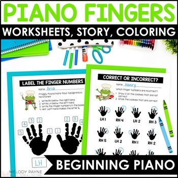Preview of Piano Finger Numbers Activities and Music Worksheets for Beginning Piano Lessons