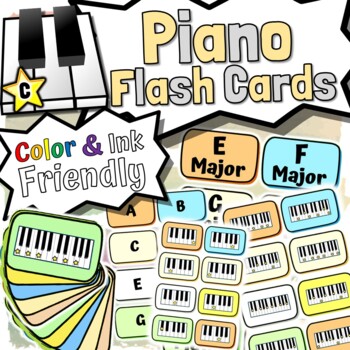 Preview of Piano Flash Cards | Notes, Major Chords, Minor Chords, Bass & Treble Clef!