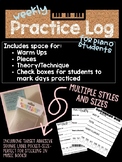 Piano/Instrument Weekly Practice Log