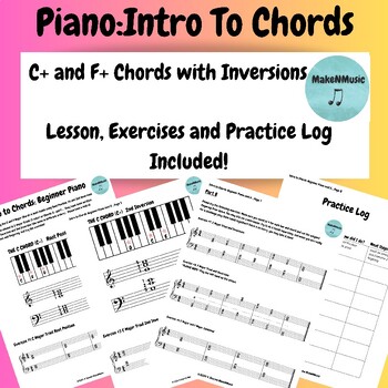Preview of Piano Keyboard Worksheet C and F Major Root 1st and 2nd Inversions