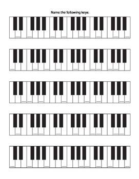 Piano Key Identification Worksheet