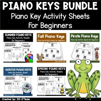 Preview of Piano Key Names Activity & Coloring Pages for the Beginner Student -BUNDLE