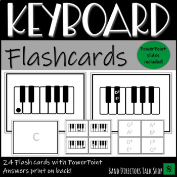 Preview of Piano Keyboard Flashcards and Slideshow