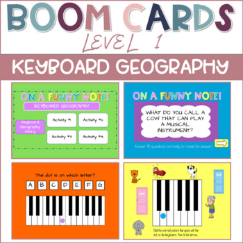 ON A FUNNY NOTE (Level 1): Piano Keyboard Music BOOM Cards + DOODLY video  bonus!