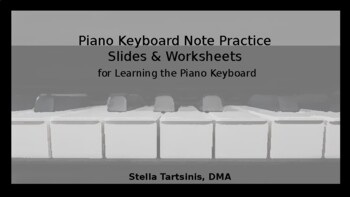 Preview of Piano Keyboard Note Practice Slides & Worksheets for Learning the Piano Keyboard