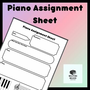 Preview of Piano Lesson Assignment Sheet