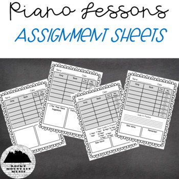 Preview of Piano Lesson Assignment Sheets