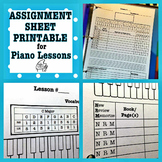 Piano Lessons Assignment Sheet