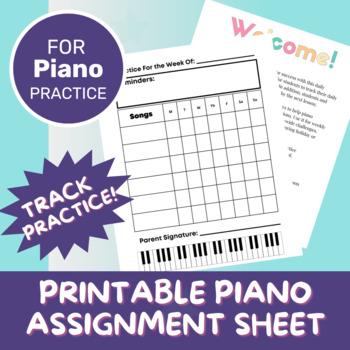 Preview of Piano Lessons Assignment Sheet | Daily Practice | Track Progress
