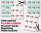 Piano Lessons, Printable Flash Cards, Print and Cut, Begin