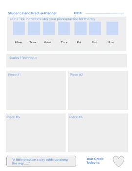 Preview of Piano Lessons Student Weekly Planner