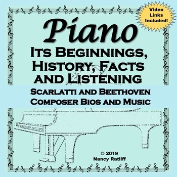 Preview of Piano - Moonlight Music Listening Activity Sheet and Crossword, Beethoven Bio