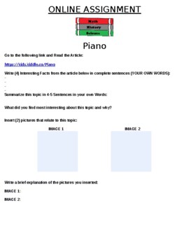 Preview of Piano Online Assignment (MUSIC)