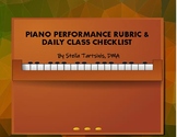 Piano Performance Rubric & Class Participation Checklist