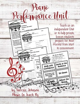 Preview of Piano Performance Unit and Recital Activities