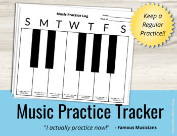 Preview of Piano Practice Chart, Practice Log Tracker (Instant Download)