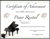 Piano Recital Certificates