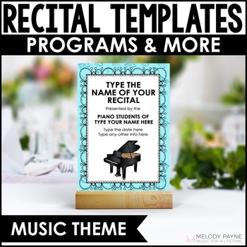 Preview of Piano Recital Kit for Google Slides™ Recital Programs, Certificates, Music Theme