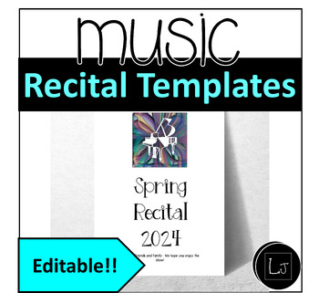 Preview of Piano Recital Program Template:  Piano Concert, EDITABLE!!