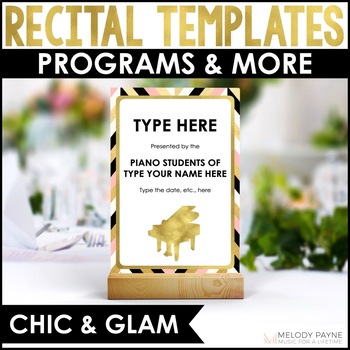 Preview of Piano Recital Template - Recital Programs, Certificates, and More - Chic & Glam