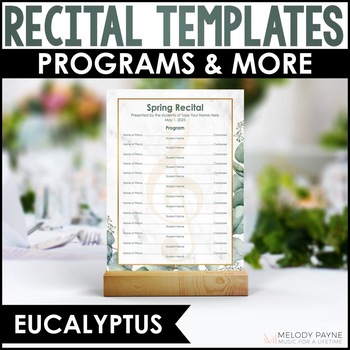 Preview of Piano Recital Template - Recital Programs, Certificates, and More - Eucalyptus