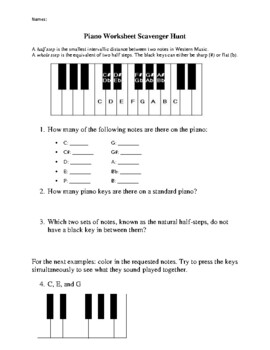 Preview of Piano Scavenger Hunt