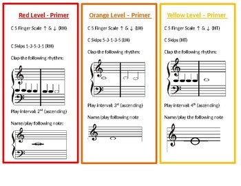 Preview of Piano Skills Card - Primer Level