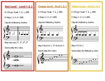 Preview of Piano Skills Cards - Levels 1 and 2