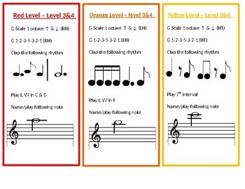 Preview of Piano Skills Cards - Levels 3 & 4