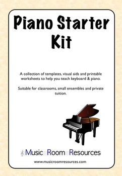 Preview of Piano Starter Kit - Keyboard Templates, Aids and Worksheets for Music Teachers